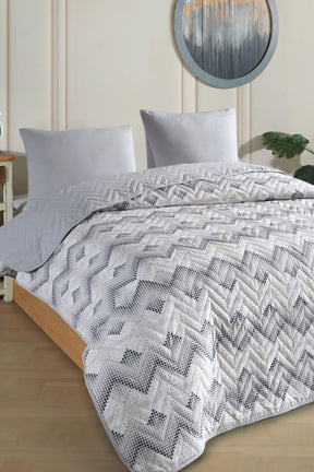 Formeya Doppelt gemustertes, gestepptes, doppelseitiges, buntes Piqué-Tagesdecken-Set, 200 x 230 cm (ohne Laken)