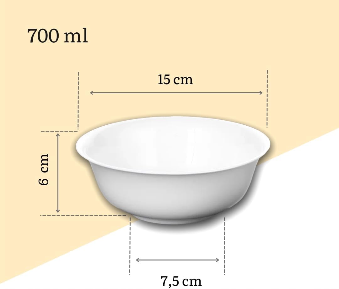 Wilmax Schale 700 ml 15 cm aus Porzellan, Weiß WL-992004/A
