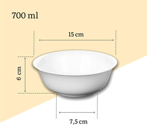 Wilmax Schale 700 ml 15 cm aus Porzellan, Weiß WL-992004/A