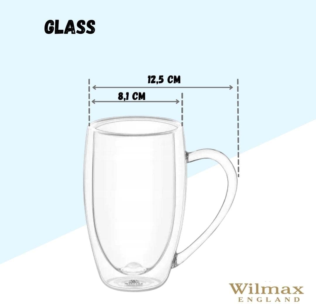 Wilmax Doppelwandiger Becher 400 ml Borosilikatglas 2er Set WL-888741/A2