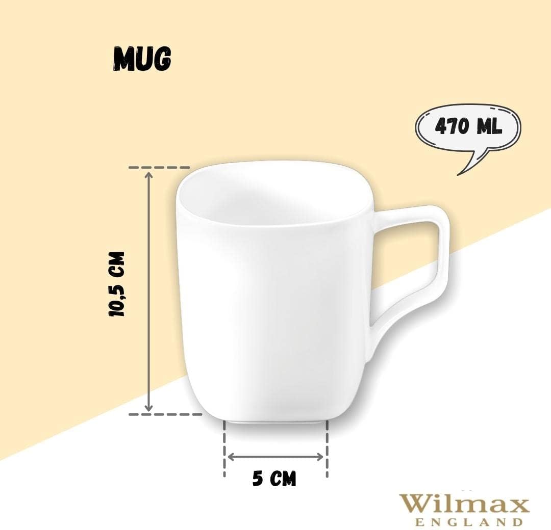 Wilmax Tassen 470 ml 2er Set Weiß Porzellan Ilona