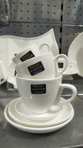 Wilmax Teetasse mit Untertasse 190 ml Weiß Porzellan WL-993175/AB