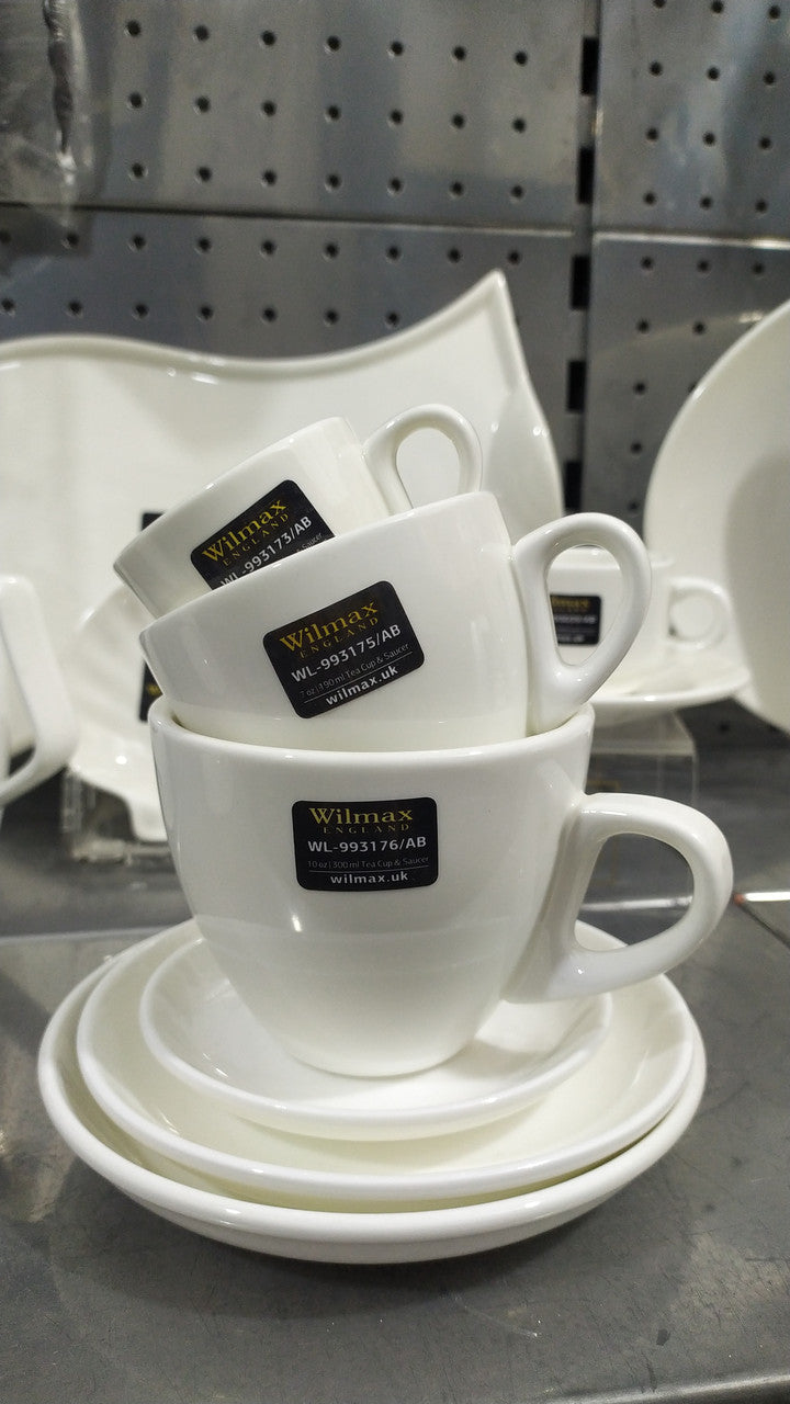 Wilmax Teetasse mit Untertasse 190 ml Weiß Porzellan WL-993175/AB