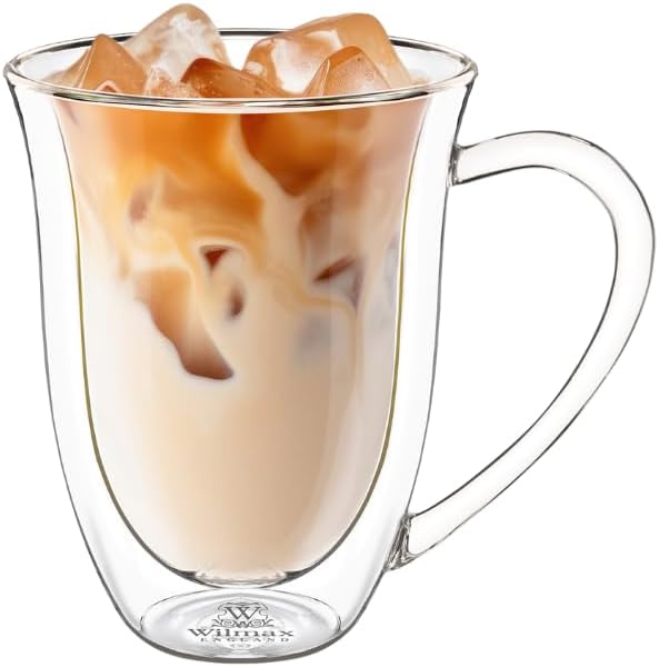 Wilmax Doppelwandige Tasse mit Henkel 250 ml Borosilikatglas 4er Set WL-888725/A4