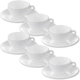 Wilmax Tassen 80 ml Weiß Porzellan mit Untertassen 6er Set WL-993187/AB6