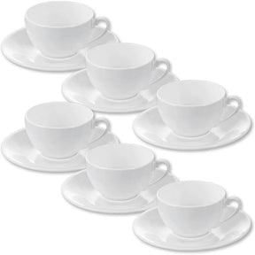 Wilmax Tassen 80 ml Weiß Porzellan mit Untertassen 6er Set WL-993187/AB6