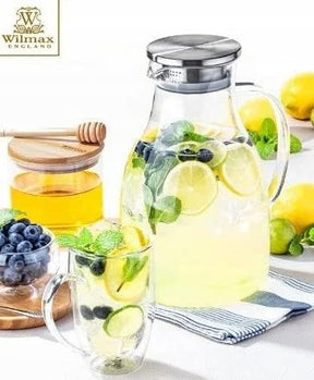 Wilmax Doppelwandige Thermoglas-Tasse mit Henkel