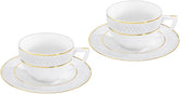 Wilmax Espressotasse mit Untertasse 90 ml Weiß Goldrand Porzellan 2er Set WL-880102400/AB2