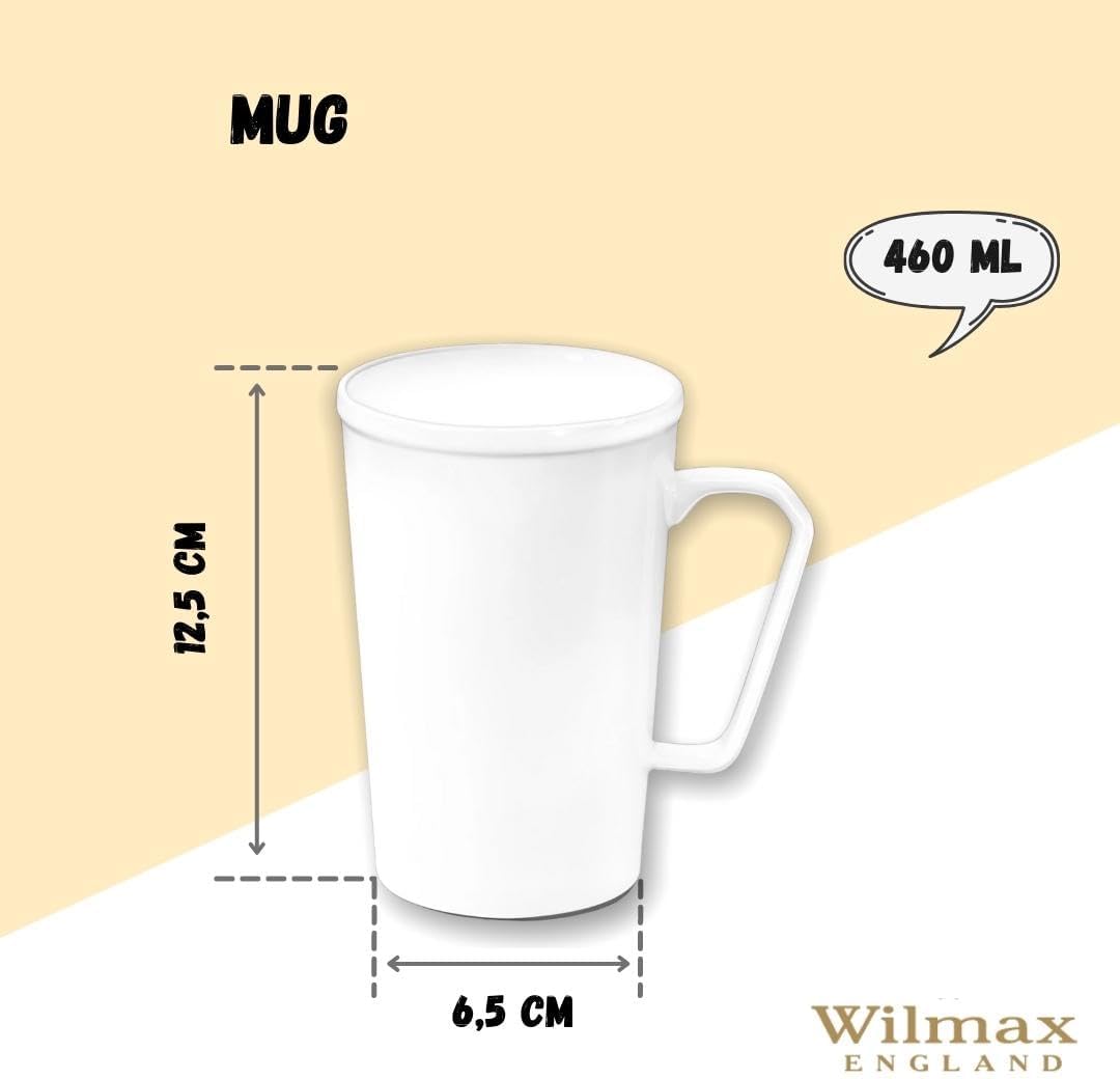 Wilmax Becher 420 ml Weiß Porzellan für Kaffee und Tee