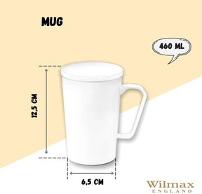 Wilmax Becher 420 ml Weiß Porzellan für Kaffee und Tee