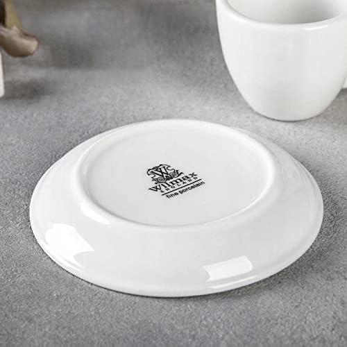 Wilmax Tassen 110 ml Weiß Porzellan mit Untertassen 6er Set WL-993174/AB6