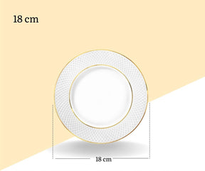 Wilmax Teller 18 cm Weiß Goldrand Porzellan 6er Set WL-880102101/A6