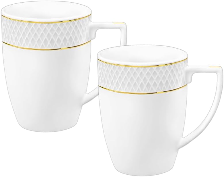 Wilmax Tasse 450 ml Weiß Goldrand Porzellan 2er Set WL-880102432/A2