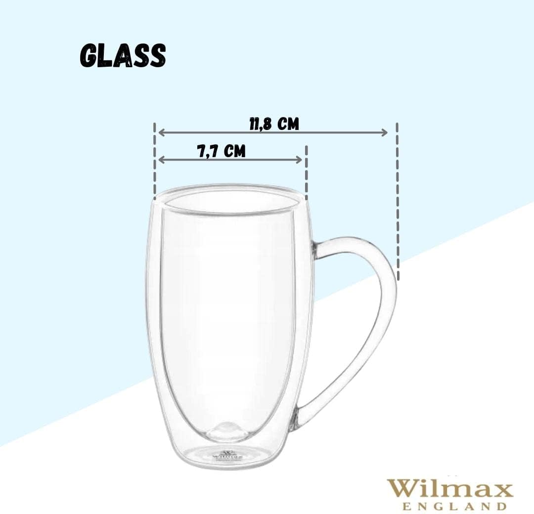 Wilmax Doppelwandige Glastassen 300 ml Borosilikatglas 4er Set WL-888740/A4