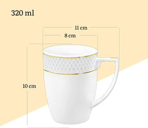 Wilmax Becher 320 ml Weiß Goldrand Porzellan 6er Set WL-880102431/A6