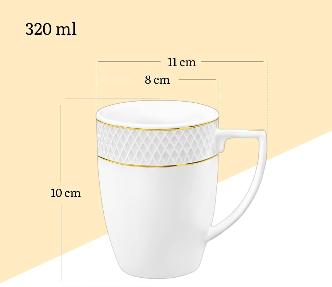 Wilmax Becher 320 ml Weiß Goldrand Porzellan 2er Set WL-880102431/A2
