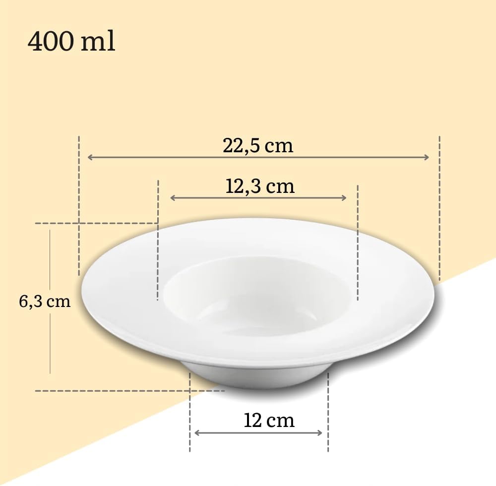 Wilmax Tiefer Teller 22.5 cm 400 ml aus Porzellan, Weiß WL-991186/A