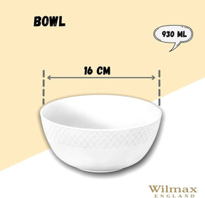 Wilmax Schale 930 ml 16 cm Weiß Porzellan WL-880101368/A