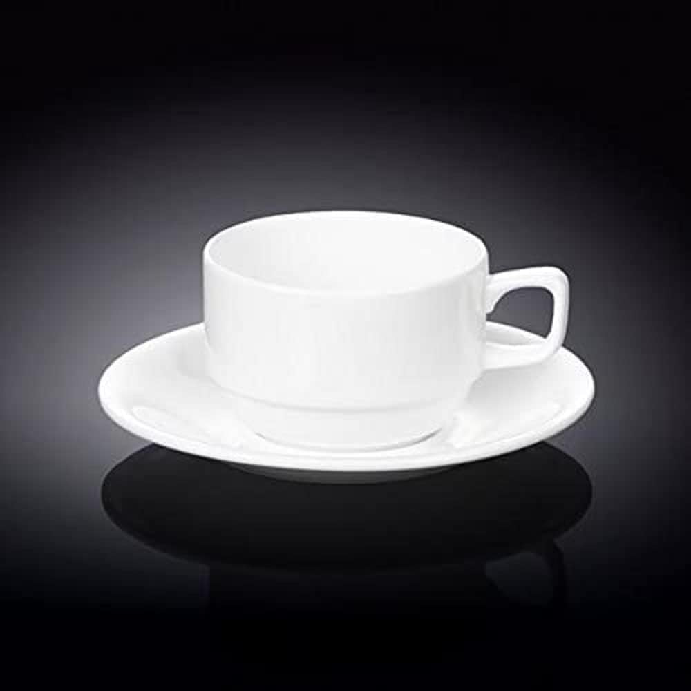 Wilmax Teetasse mit Untertasse 220 ml Weiß Porzellan WL-993008/AB