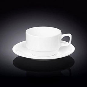 Wilmax Teetasse mit Untertasse 220 ml Weiß Porzellan