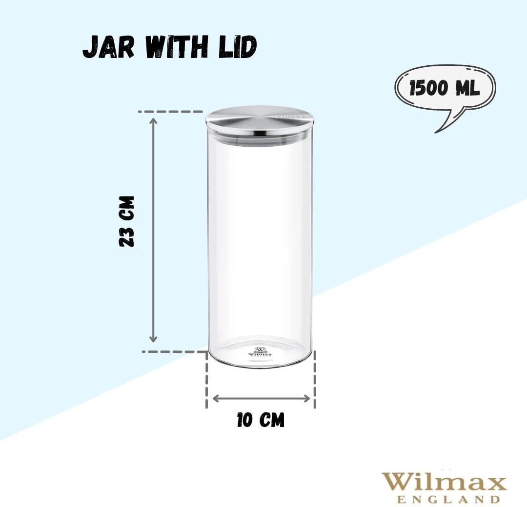 Wilmax Vorratsglas mit Metalldeckel – 2000 ml (10 × 30,5 cm)