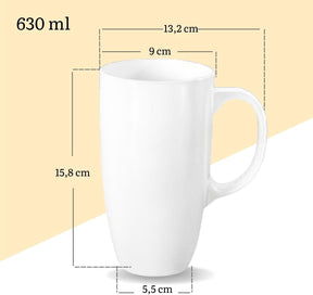 Wilmax Becher 630 ml Porzellan Weiß 6er Set WL-993093/A6