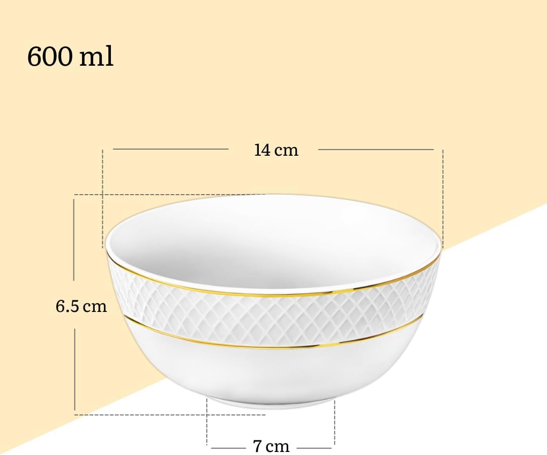 Wilmax Schale 600 ml 14 cm Weiß Porzellan mit Goldrand WL-880102367/A
