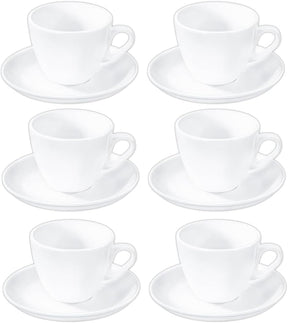 Wilmax Tassen 300 ml Weiß Porzellan mit Untertassen 6er Set WL-993176/AB6
