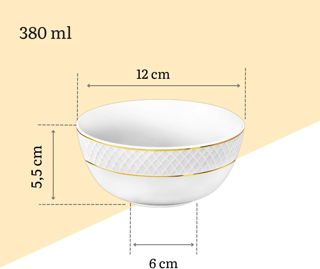 Wilmax Schale 12 cm Weiß Goldrand Porzellan 6er Set WL-880102366/A6