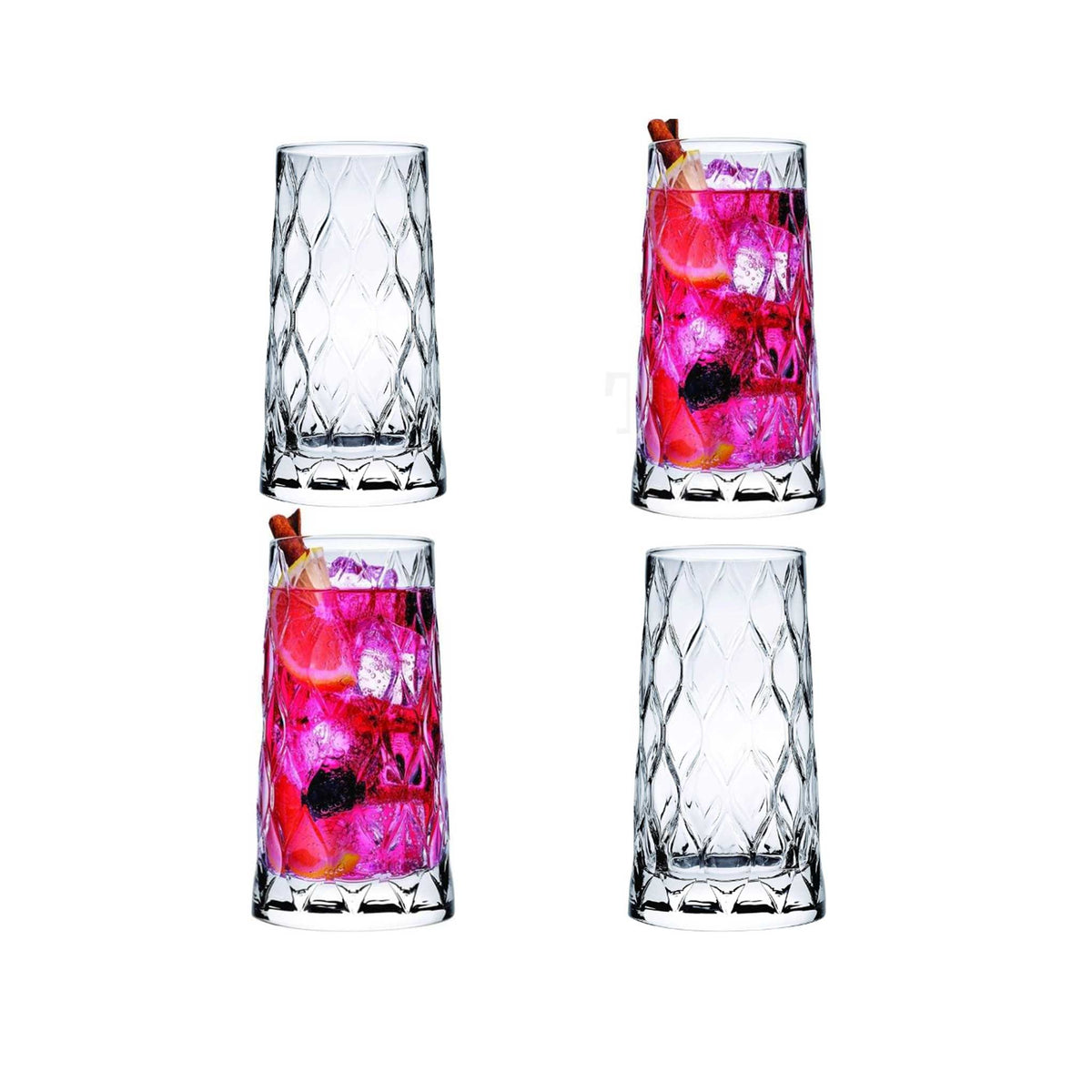 Pasabahce Leafy Longdrinkgläser – 4er Set, 450 ml