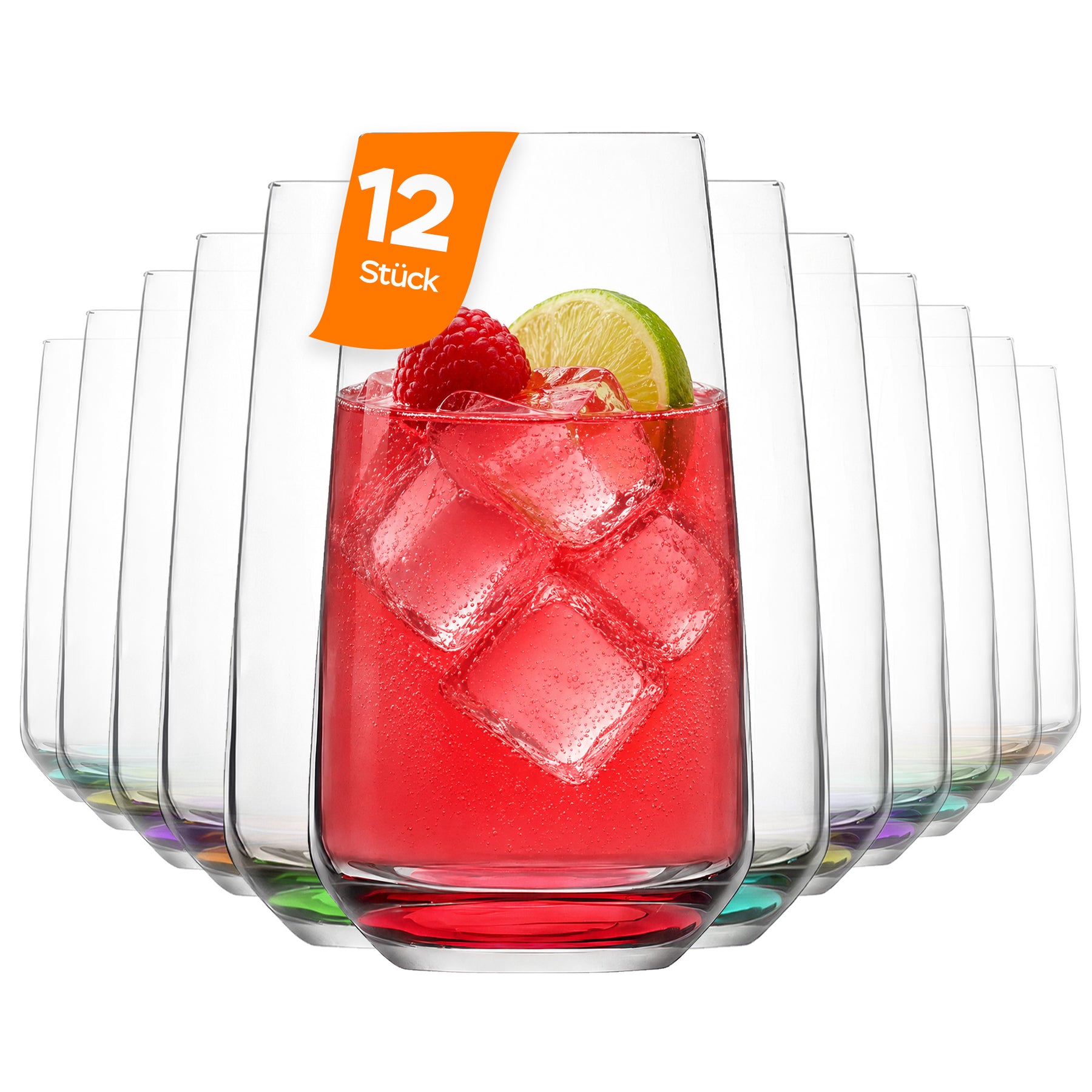 LAV Lal Transparent Rainbow Longdrinkgläser - 480 ml (16 1/4 oz)