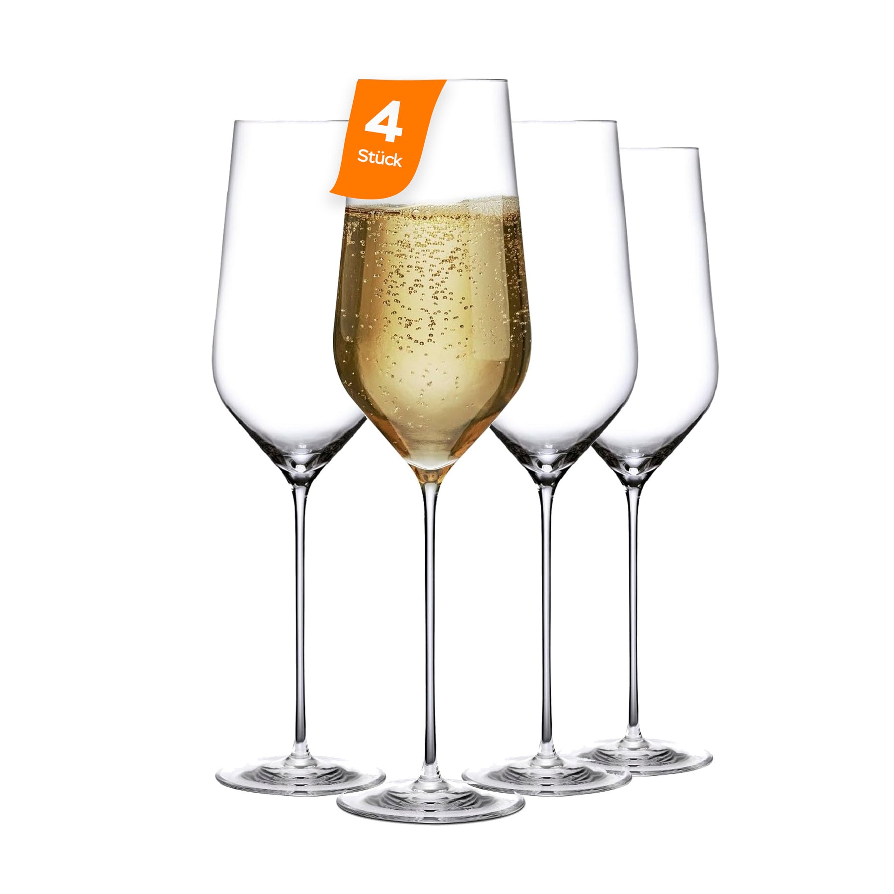 Pasabahce NUDE Champagnerglas mit ultraschlankem Stiel Frontansicht