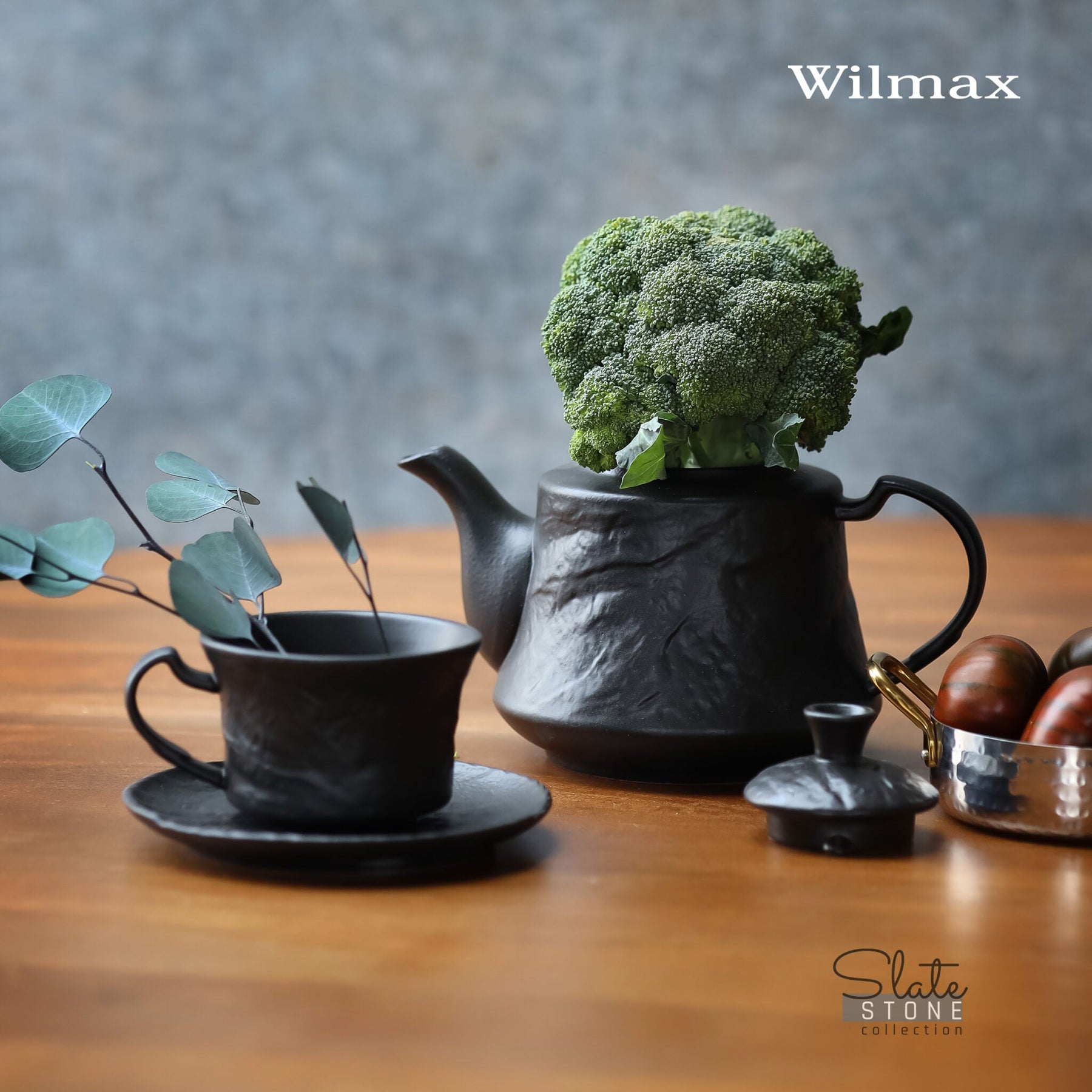 Wilmax Teetasse mit Untertasse SlateStone Schwarz 180 ml Porzellan