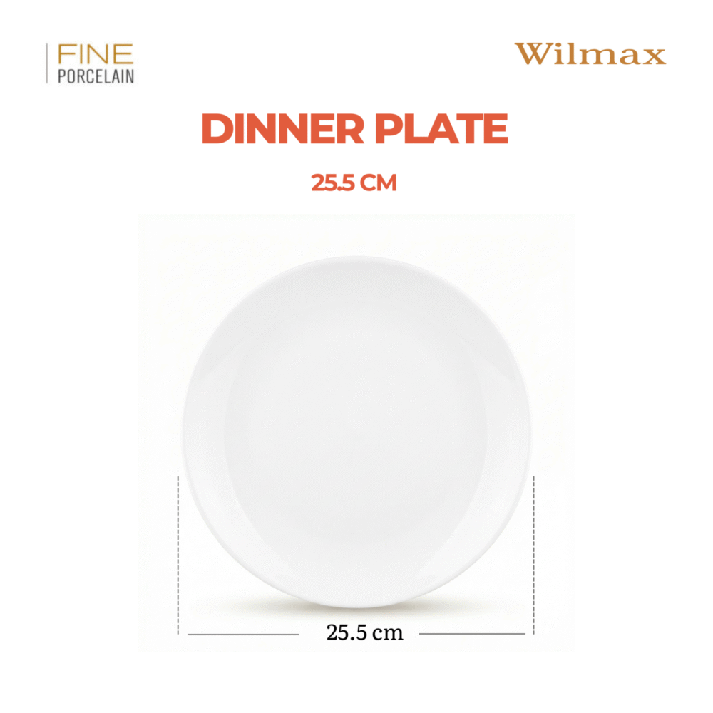 Wilmax Speiseteller 25.5 cm aus Porzellan, Weiß