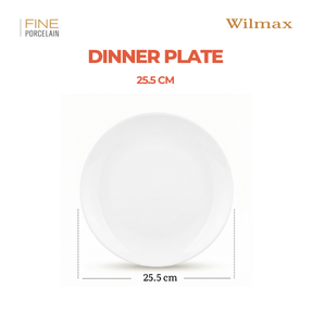 Wilmax Speiseteller 25.5 cm aus Porzellan, Weiß