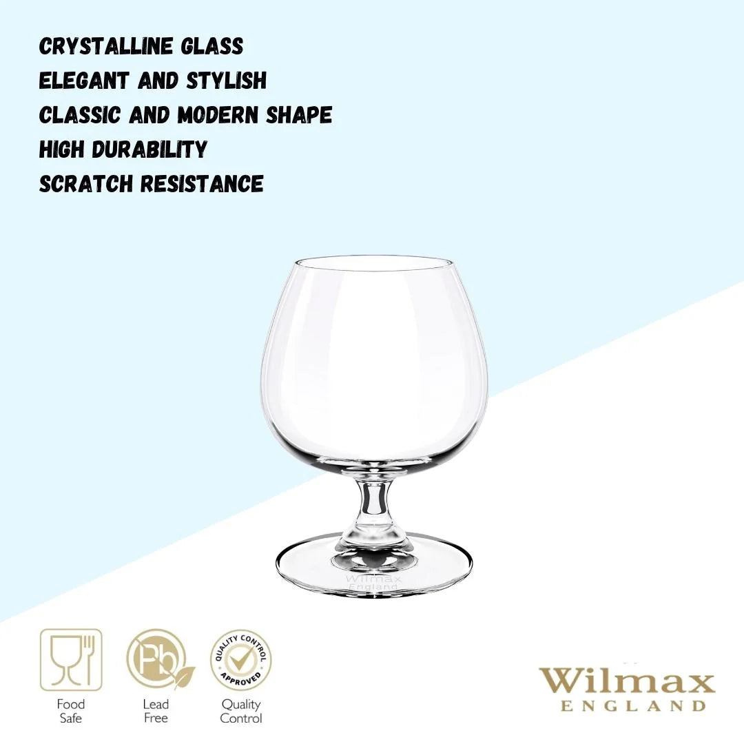 Wilmax Cognacglas 410 ml Kristallglas Transparent 6er Set WL-888025/6A