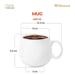 Wilmax Tasse 400 ml Weiß Porzellan 2er Set WL-993084/A2