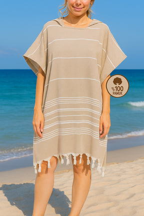 Cotton Adult Peshtemal Poncho Bathrobe Beach Towel