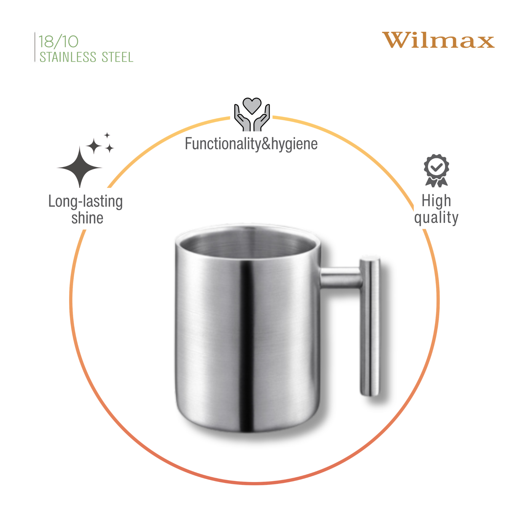 Wilmax Doppelwand Becher 350 ml Edelstahl Silber WL-517610115/A