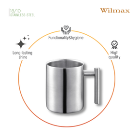Wilmax Doppelwand Becher 350 ml Edelstahl Silber WL-517610115/A