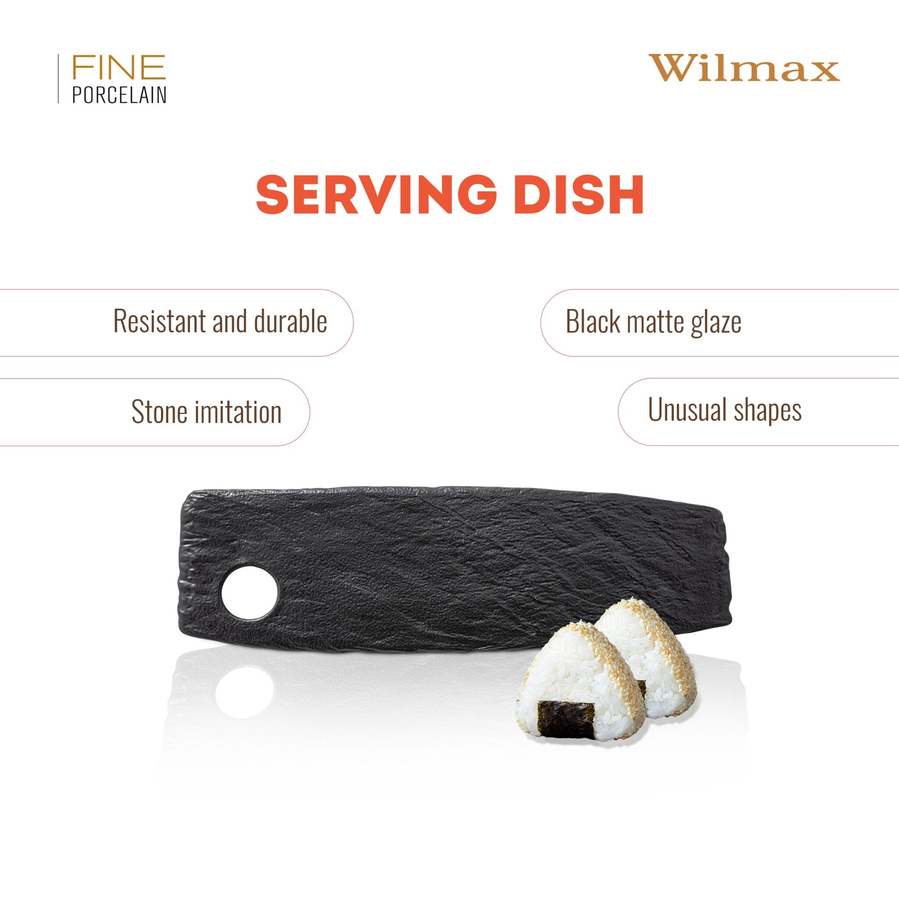 Wilmax Servierplatte SlateStone Schwarz 32.5 x 10 cm Porzellan WL-661132/A