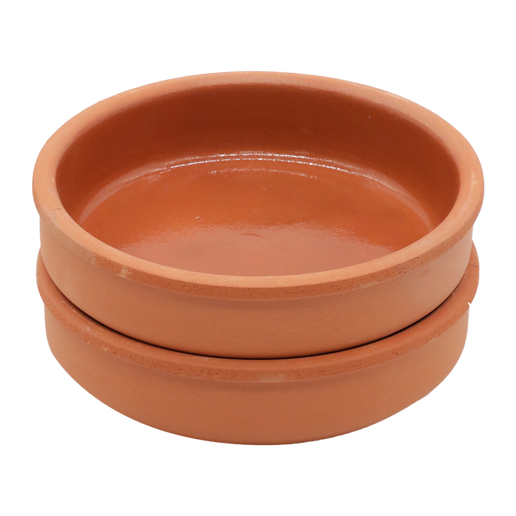 Viapot RUMELI 2er Set - 450 ml - Innen Braun Glasiert - Terrakotta-Schalen - 16×4 cm