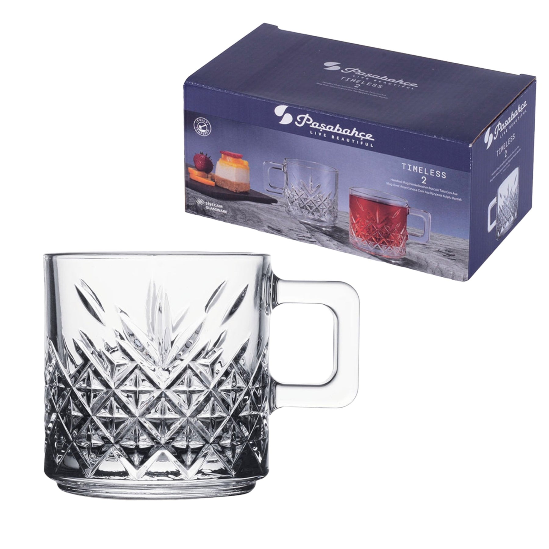 Pasabahce Timeless Mug mit Henkel - 2er Set