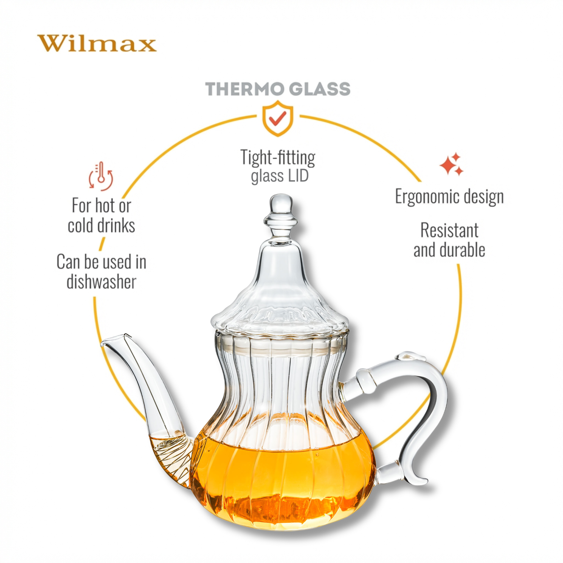 Wilmax Teekanne 850 ml Thermoglas Moroccan Style WL-888829100/A