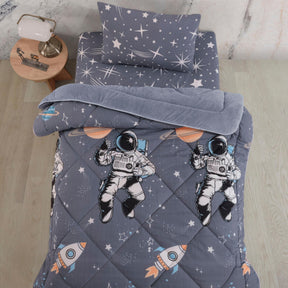 Lux Anti-Allergic Astronaut Patterned Child-Single Europäische Größe Double-Sided Quilt 135x200 cm