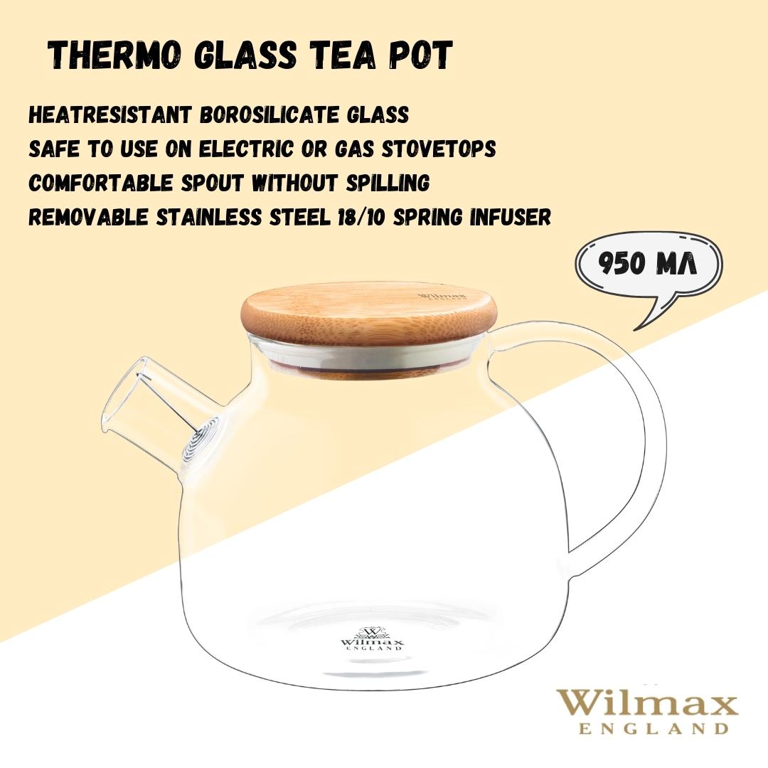 Wilmax Teekanne 950 ml aus hitzebeständigem Thermo-Glas