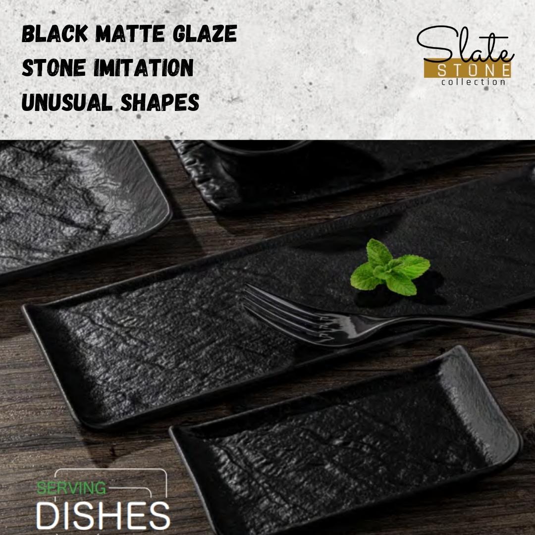 Wilmax Servierplatte SlateStone Schwarz 30 x 9.5 cm Porzellan WL-661102/A