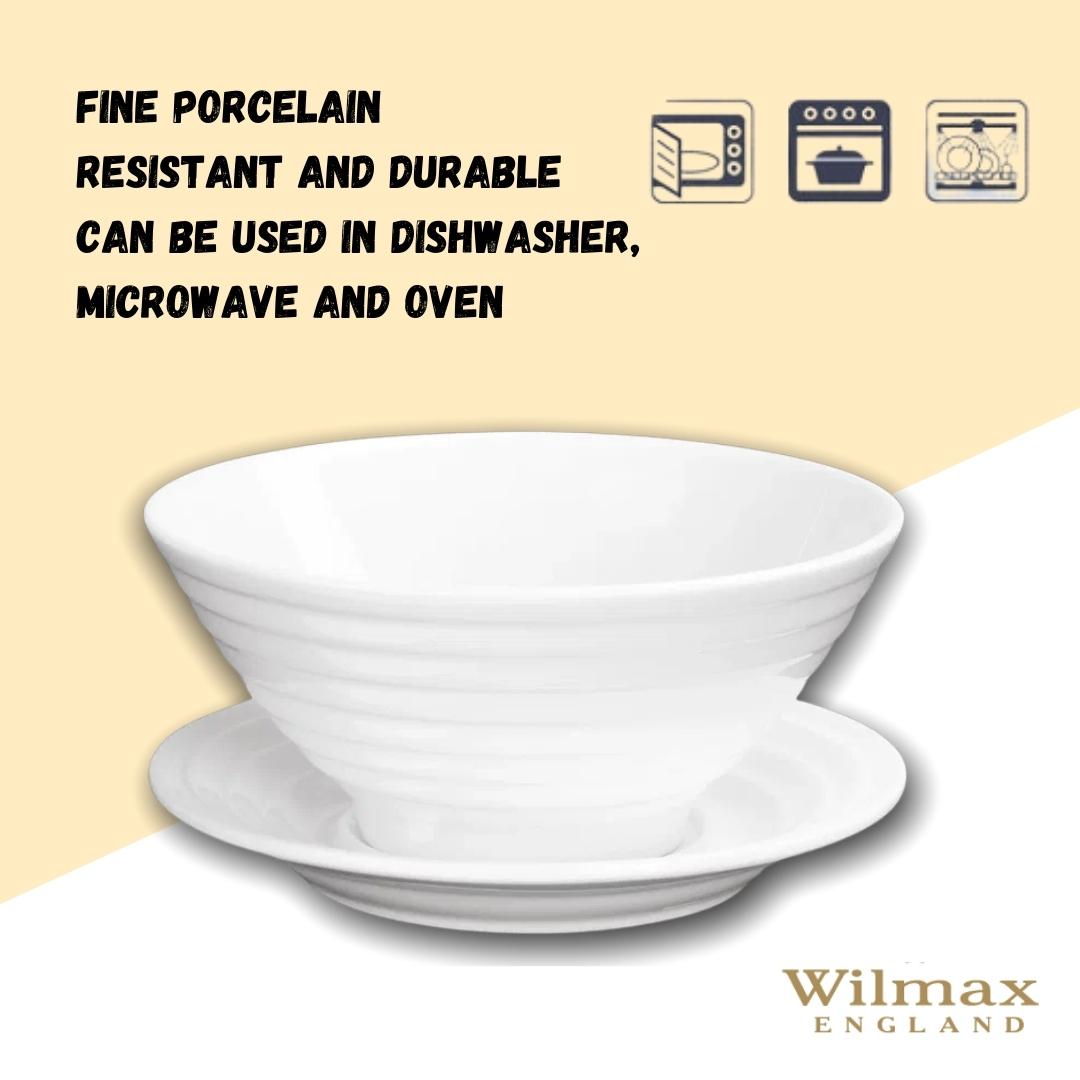 Wilmax Schale mit Untertasse 545 ml aus Porzellan, Weiß