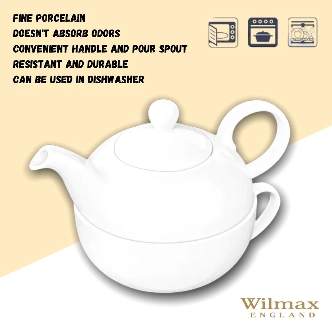 Wilmax Teekanne und Tasse Set 375 ml 340 ml Weiß Porzellan WL-994048/AB