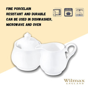 Wilmax Zuckerdose und Milchkännchen Set Weiß Porzellan WL-995024/2C